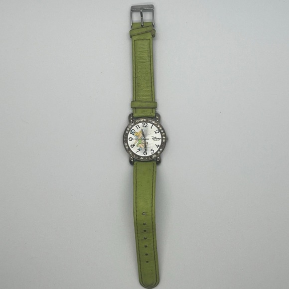 Disney Parks Time Works Tinkerbell Watch Womens Child Lime Green Leather Band - Picture 5 of 9